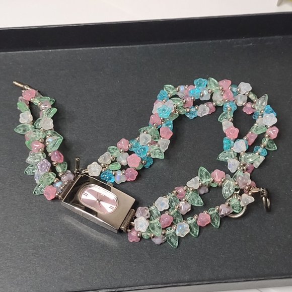 7.5 And 7 Inch Colorful Layered Glass Bead Watch And Bracelet Set - Picture 13 of 14